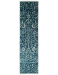 2.6x10 Fine Hand Knotted White and Blue Traditional Persian Style Antique Wool Rug