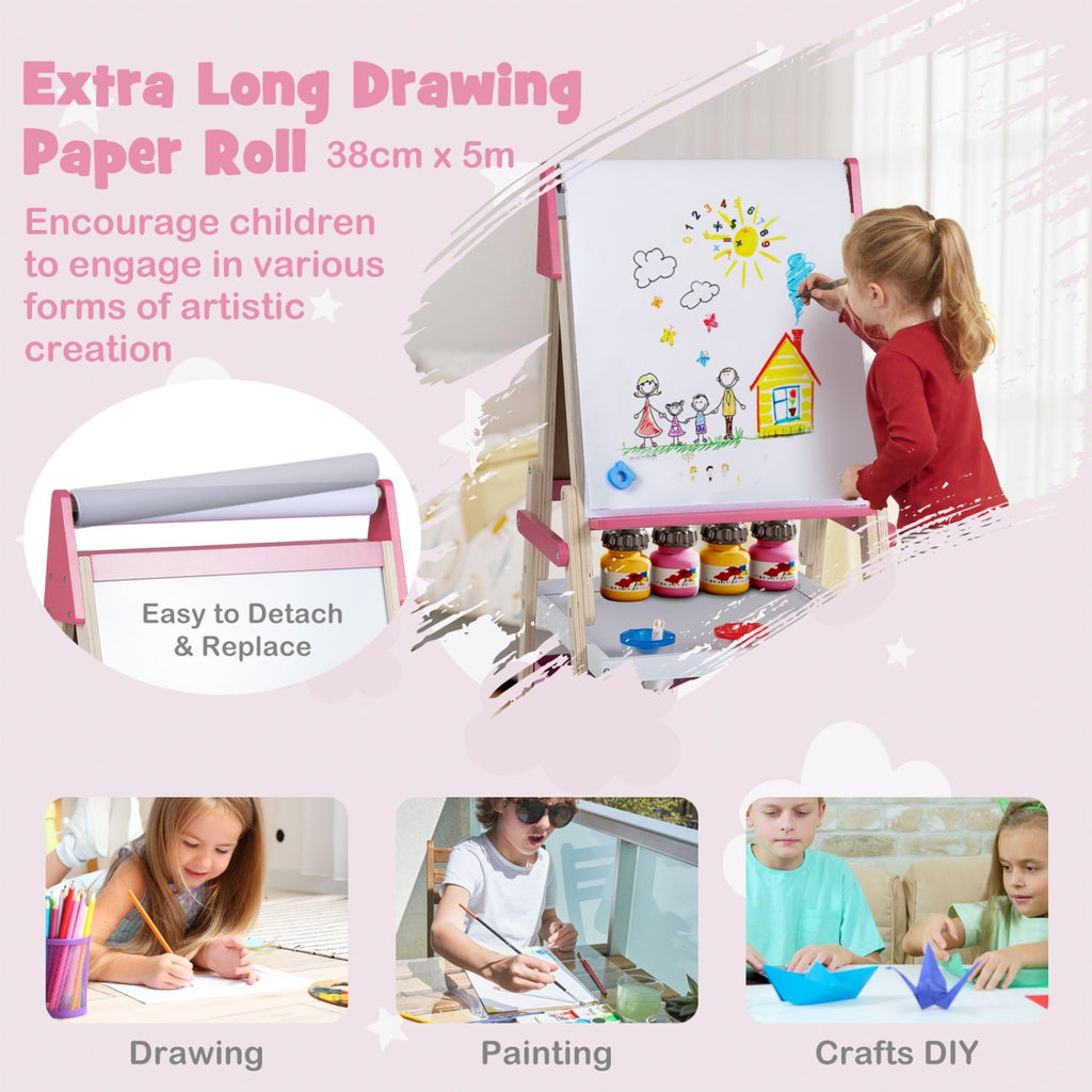 3-in-1 Kids Art Easel with Magnetic Whiteboard & Chalkboard