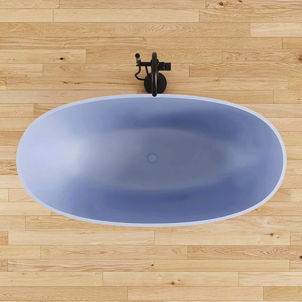 [61X29.5-Inch] Nuvia Freestanding Modern Oval Stone Resin Soaking Tub With Overflow Drain (SAK40125)