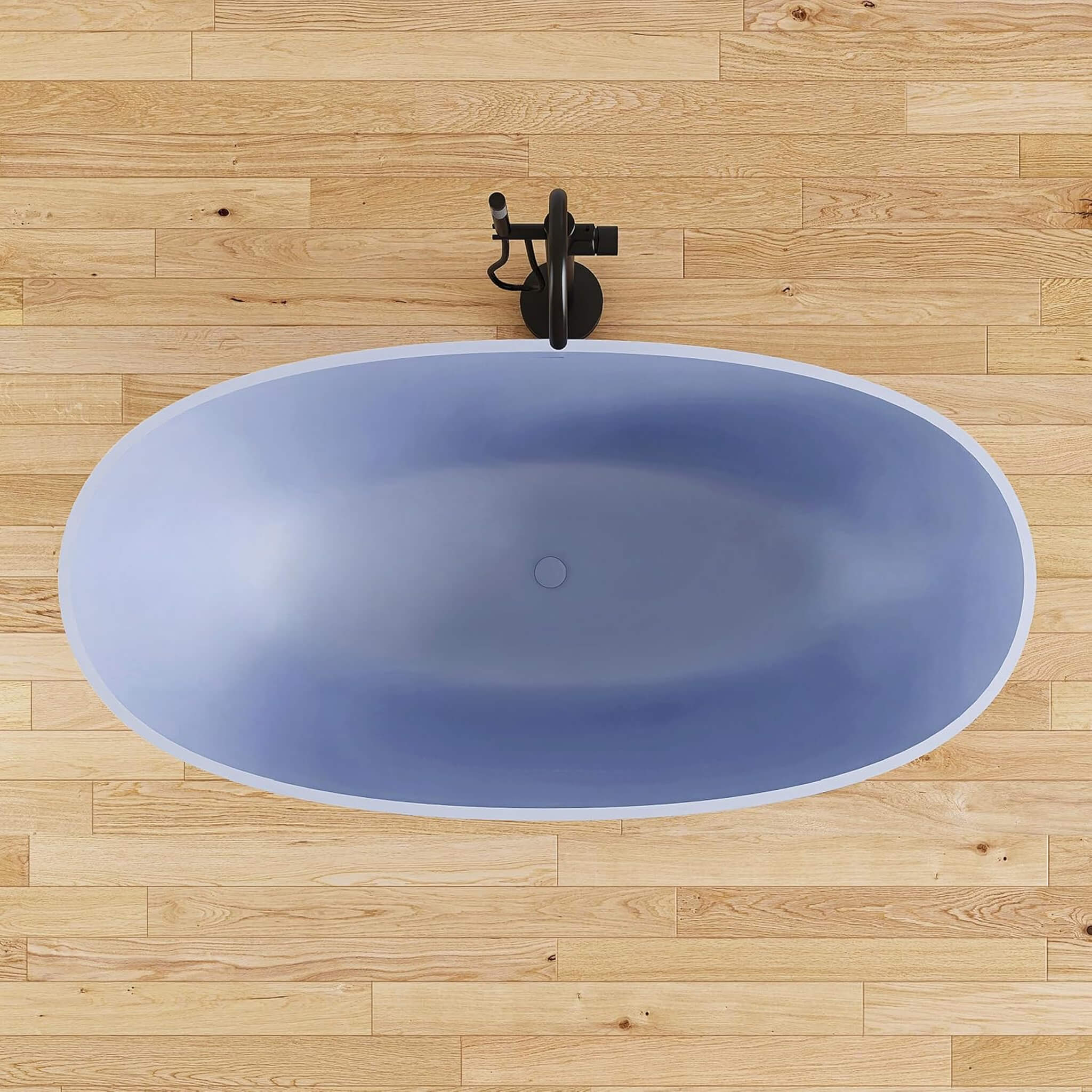 [61X29.5-Inch] Nuvia Freestanding Modern Oval Stone Resin Soaking Tub With Overflow Drain (SAK40125)
