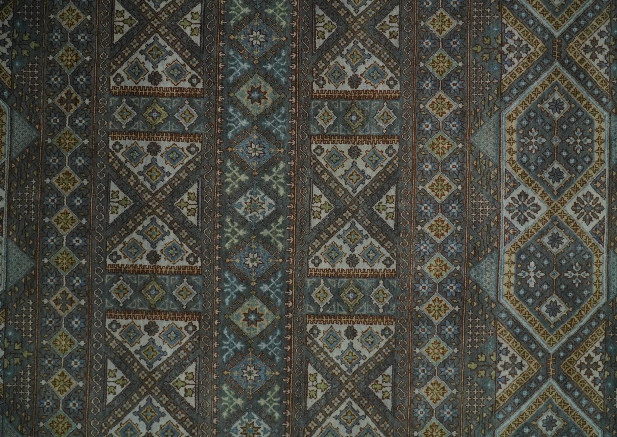 8x10 Fine Hand Knotted Brown and Blue Southwestern Traditional Antique Area Rug