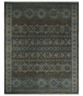 8x10 Fine Hand Knotted Brown and Blue Southwestern Traditional Antique Area Rug