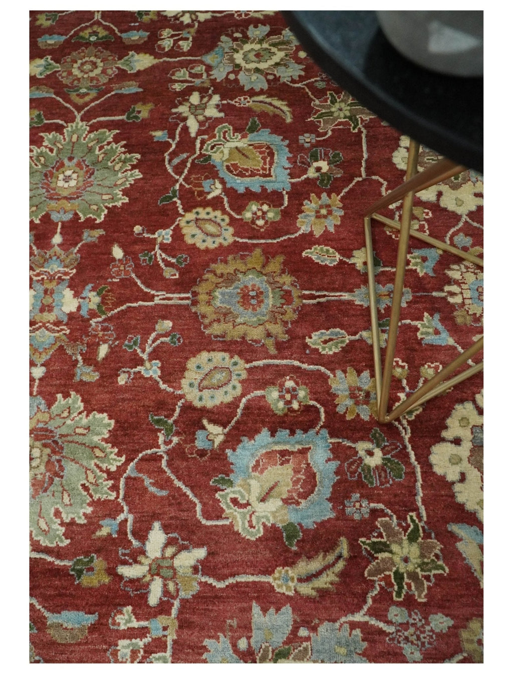 8x10 Fine Hand Knotted Rust and Ivory Traditional Persian Style Antique Wool Rug