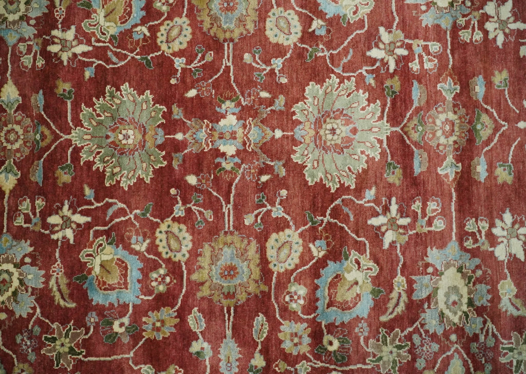 8x10 Fine Hand Knotted Rust and Ivory Traditional Persian Style Antique Wool Rug