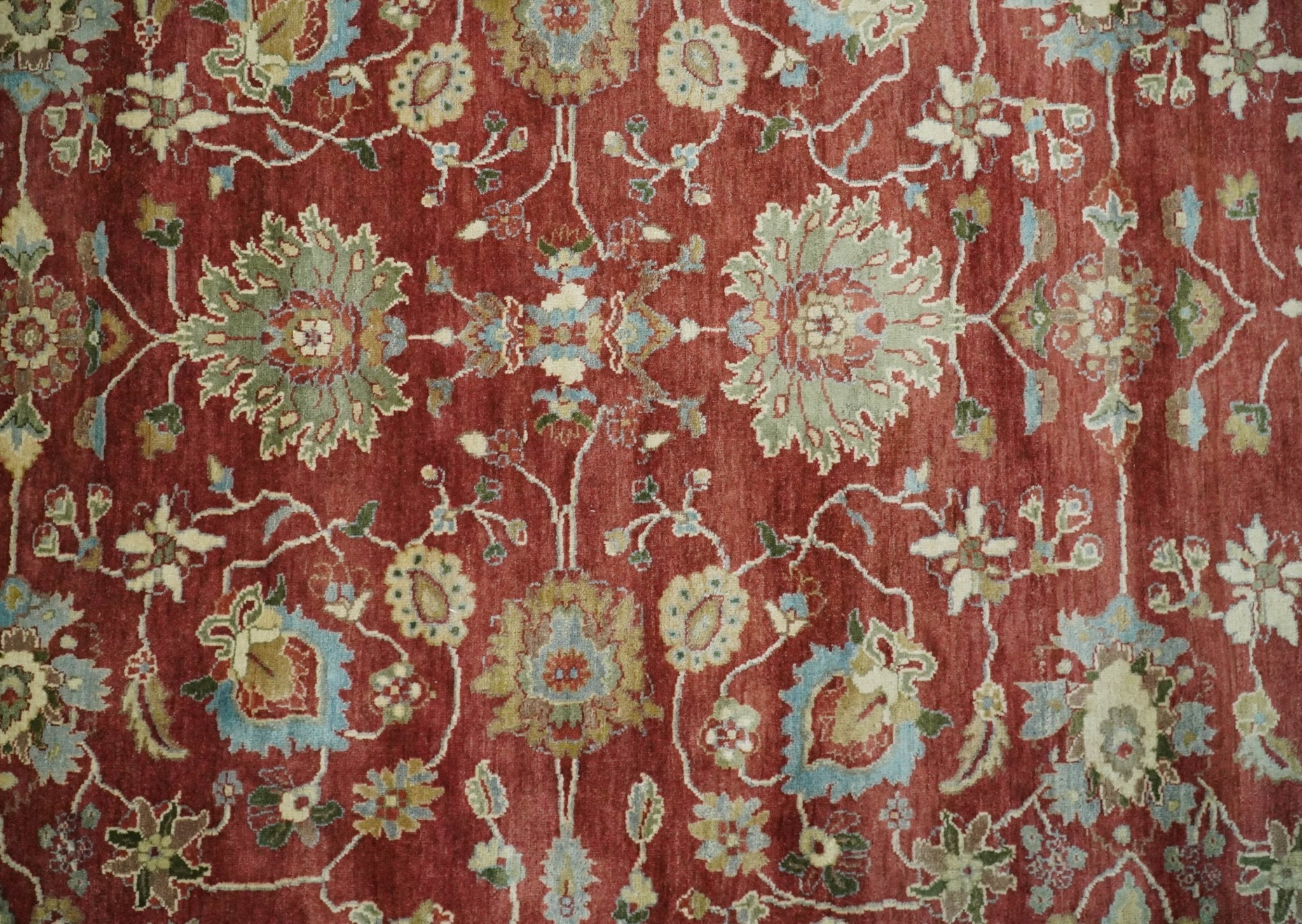 8x10 Fine Hand Knotted Rust and Ivory Traditional Persian Style Antique Wool Rug