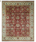 8x10 Fine Hand Knotted Rust and Ivory Traditional Persian Style Antique Wool Rug