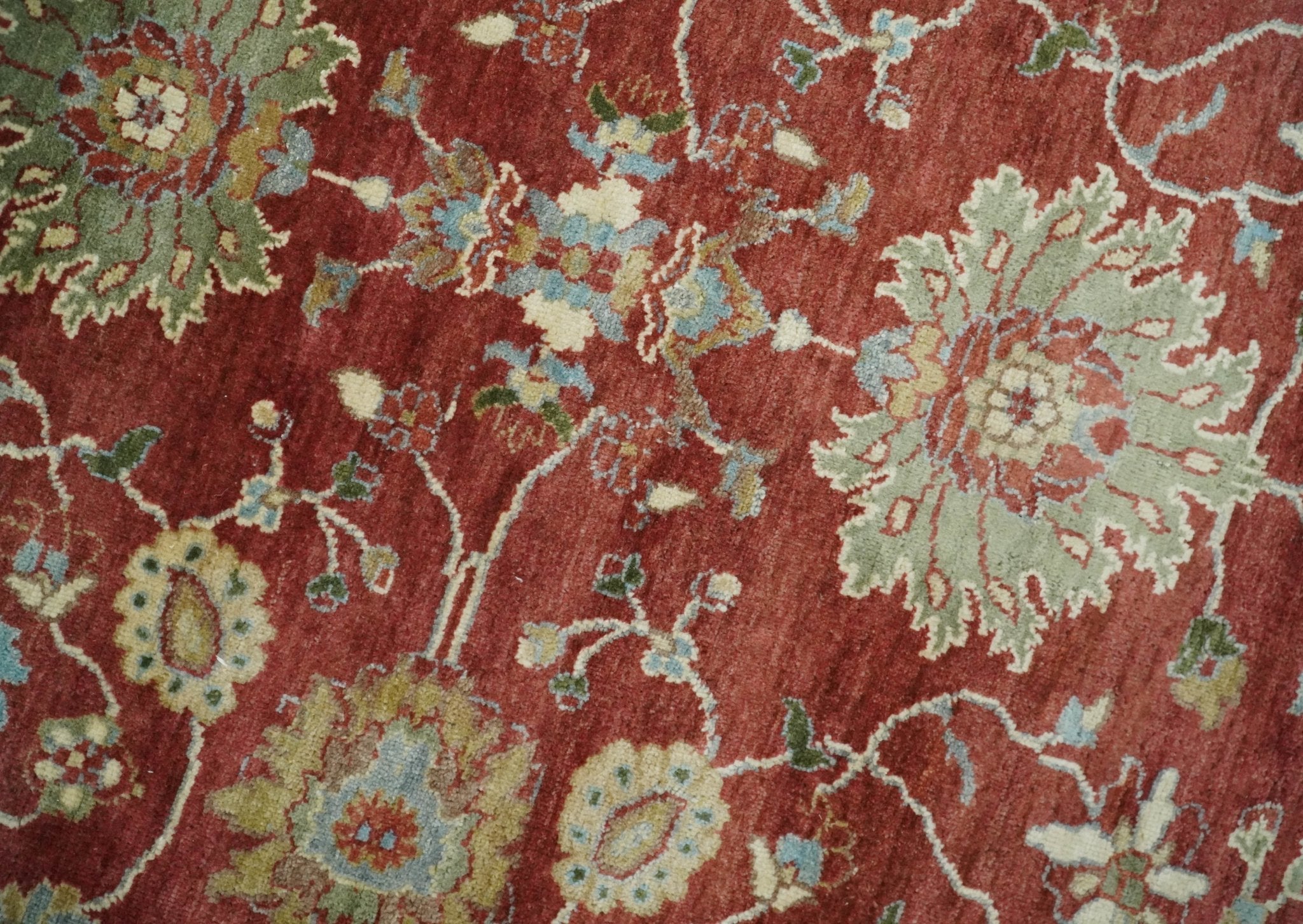 8x10 Fine Hand Knotted Rust and Ivory Traditional Persian Style Antique Wool Rug