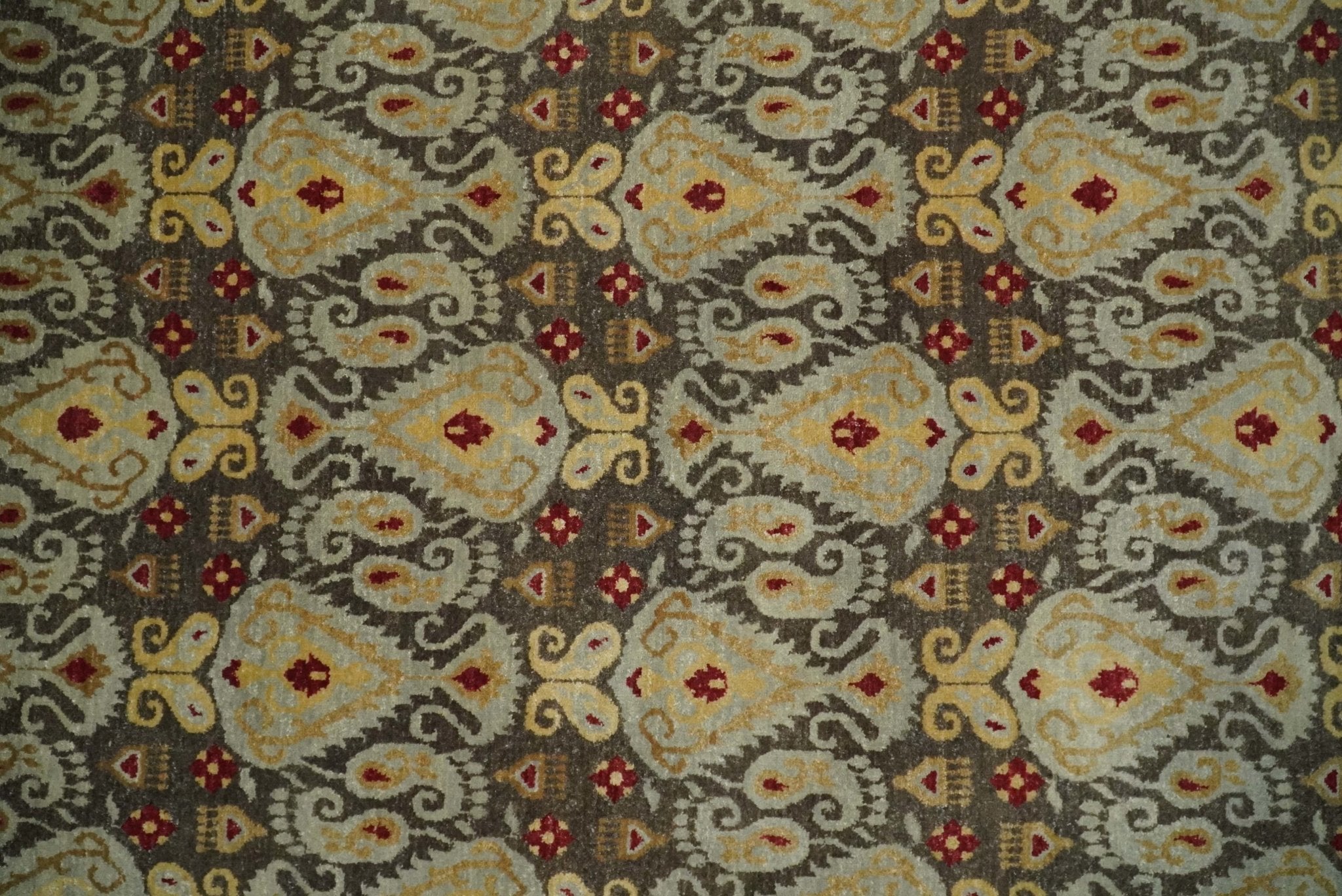 8x8 Round Fine Hand Knotted Brown and Beige Traditional Style Antique Wool Rug
