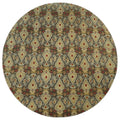 8x8 Round Fine Hand Knotted Brown and Beige Traditional Style Antique Wool Rug