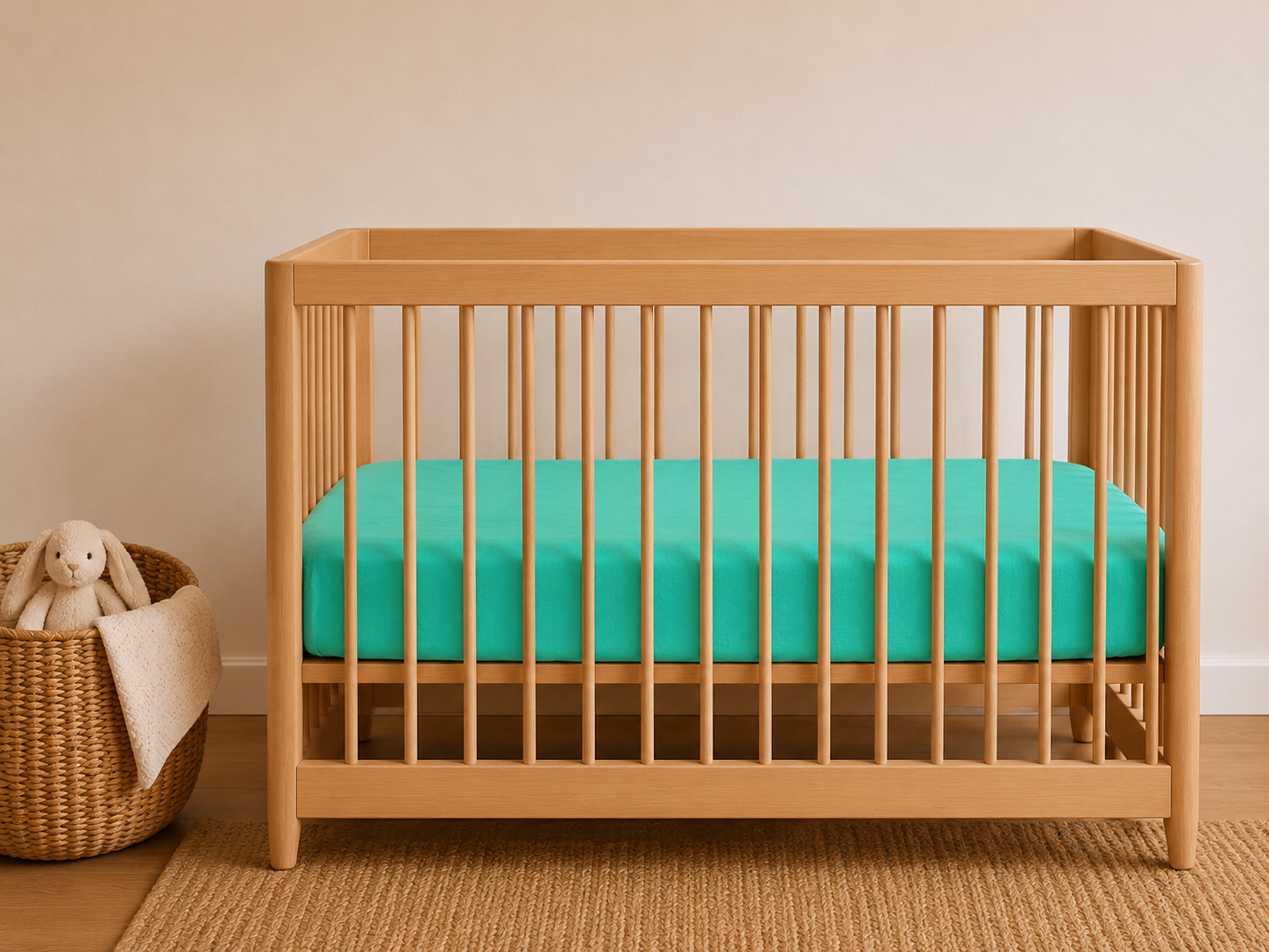 French Linen Crib Fitted Sheet (Sea Green)