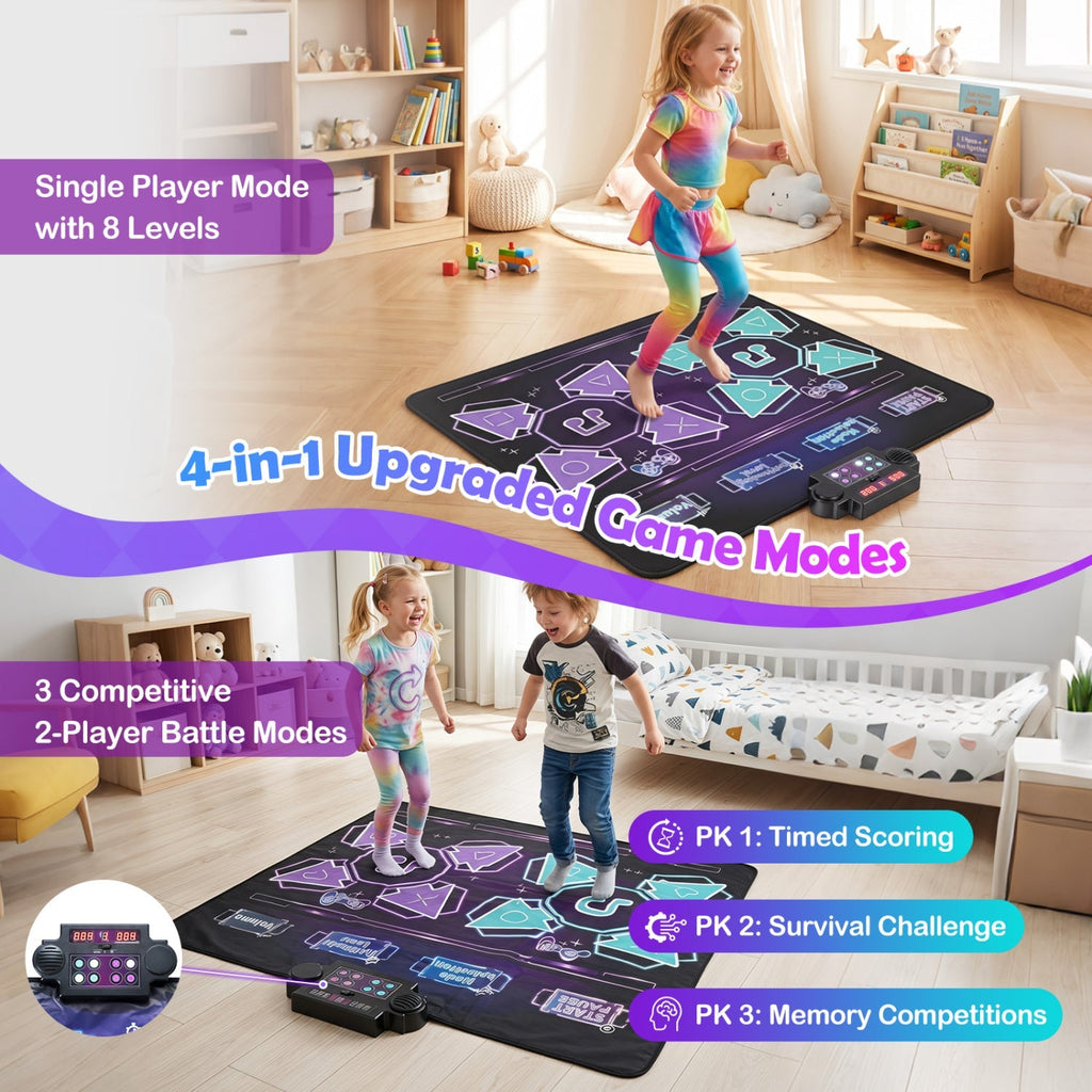 Electronic Kids Dance Mat with 8 Songs & LED Lights
