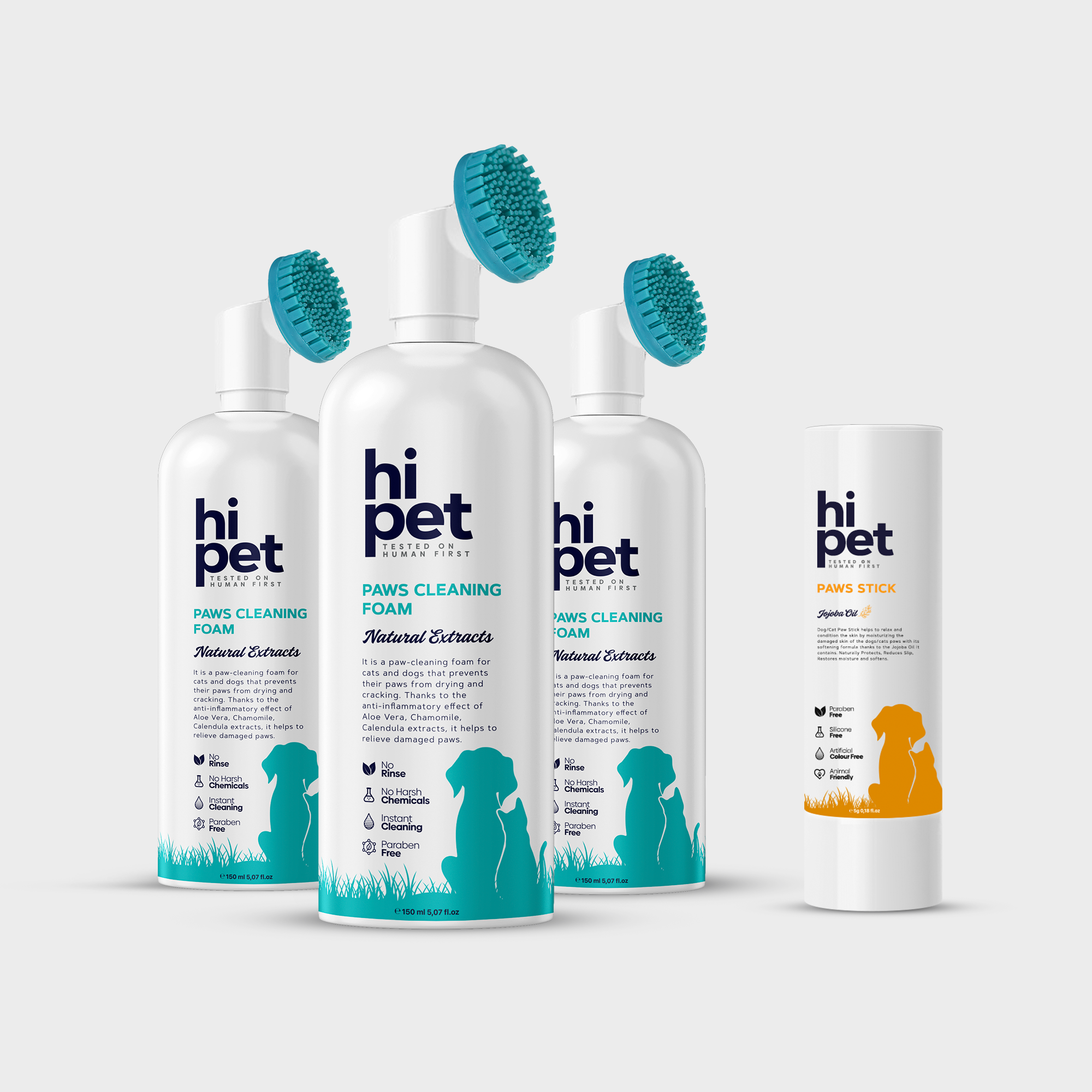 HiPet Ultra Paw Care Set, Paw Cleaning Foam + Paw & Nose Balm, Vegan-Friendly 2-Piece Bundle