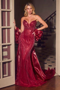 Ladivine CJ933 Plunging Sweetheart Beaded Fitted Mermaid Gown