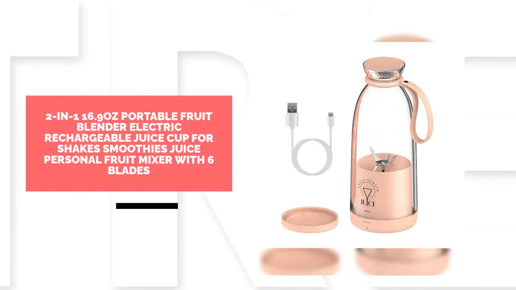 2-in-1 16.9OZ Portable Fruit Blender Electric Rechargeable Juice Cup for Shakes Smoothies Juice Personal Fruit Mixer with 6 Blades by@Outfy